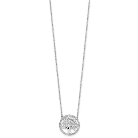 14k White Gold 1/3 carat Lab Grown Diamond VS/SI+ G+ Complete 18 inch Tree of Life Necklace