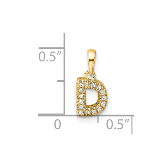 10k 1/20 carat Diamond Letter D Initial with Bail Pendant