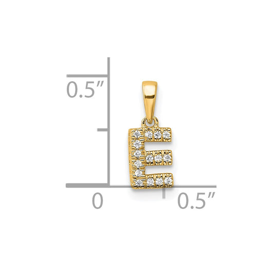 10k 1/20 carat Diamond Letter E Initial with Bail Pendant