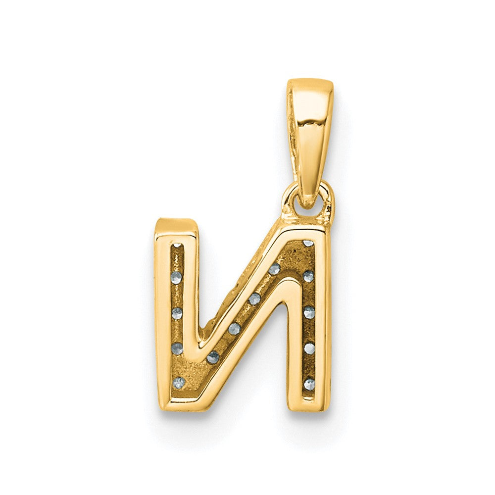 10k 1/15 carat Diamond Letter N Initial with Bail Pendant