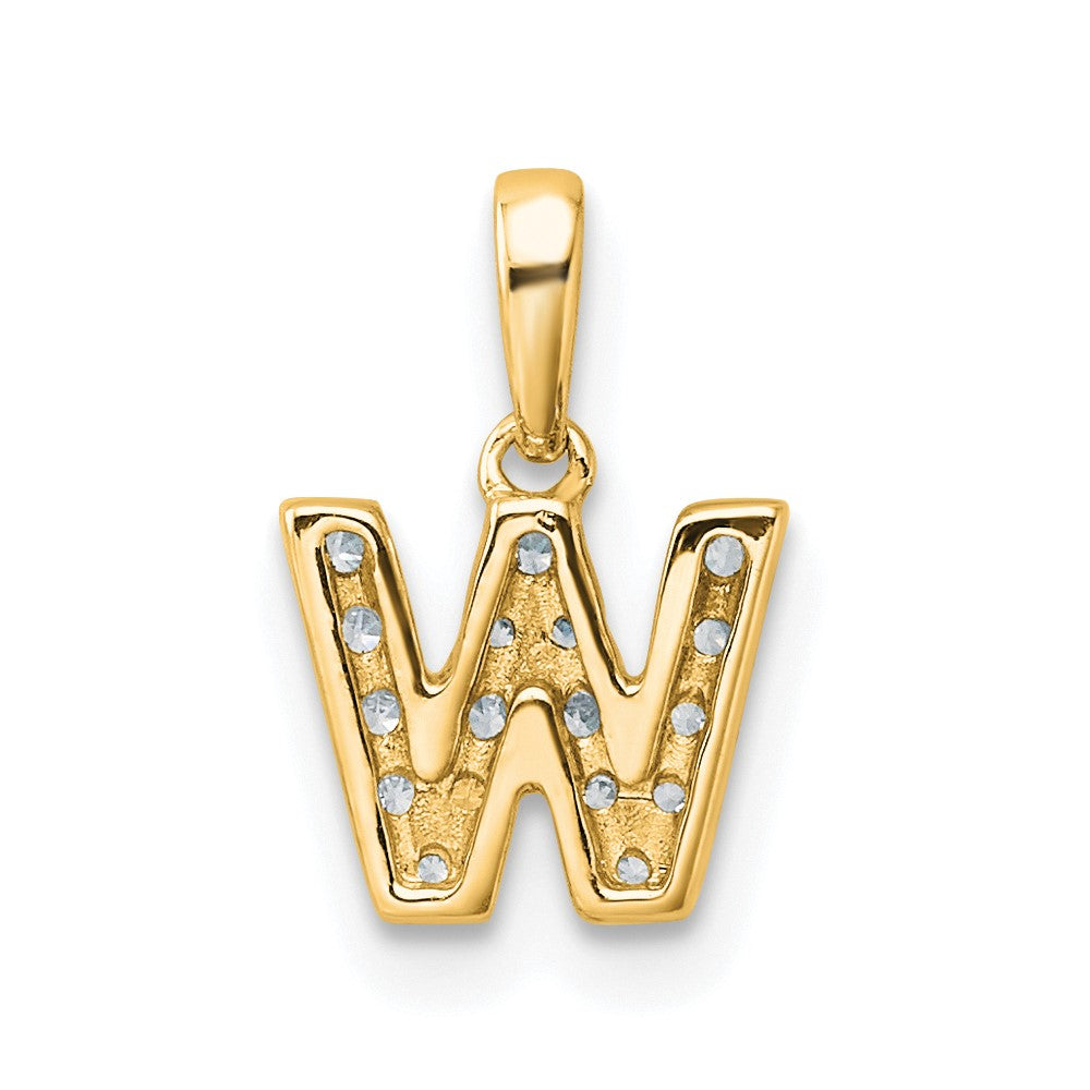 10k 1/10 carat Diamond Letter W Initial with Bail Pendant