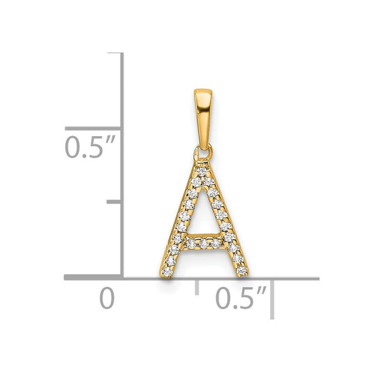 10k 1/15 carat Diamond Letter A Initial Pendant