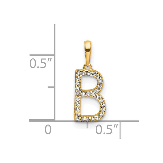 10k 1/10 carat Diamond Letter B Initial Pendant