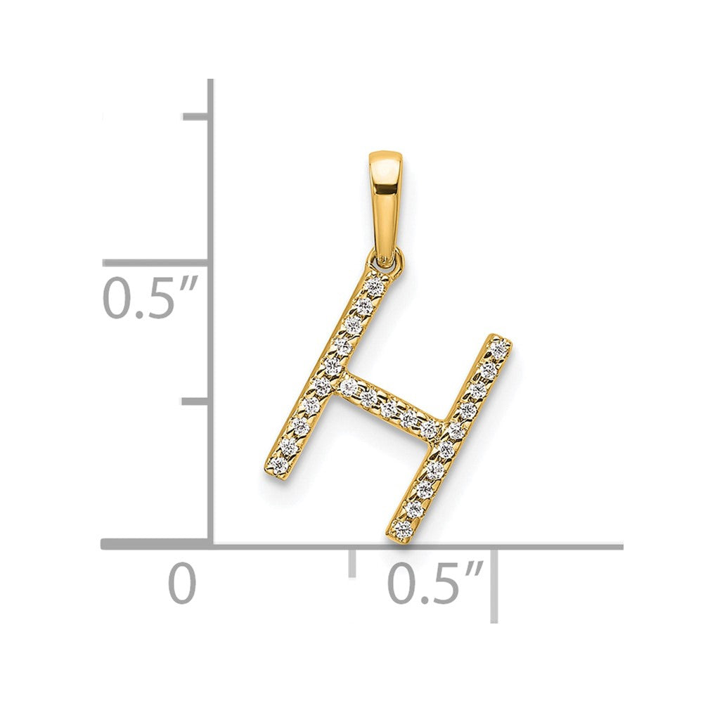 10K Diamond Letter H Initial Pendant