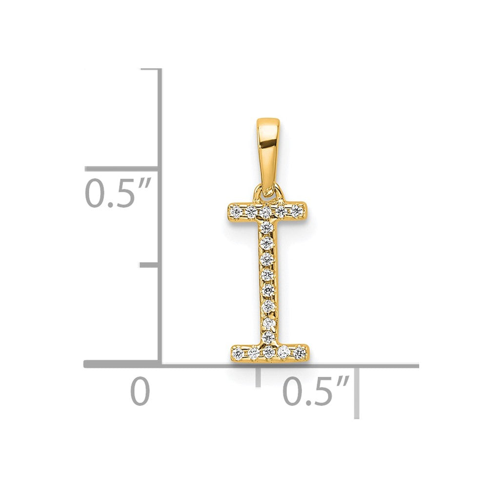 10K Diamond Letter I Initial Pendant