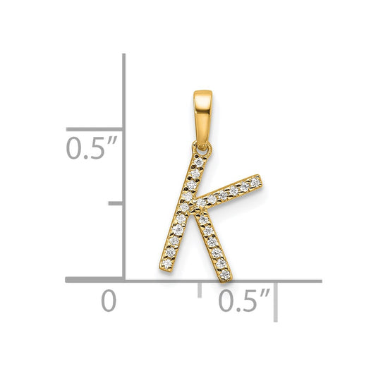 10k 1/15 carat Diamond Letter K Initial Pendant
