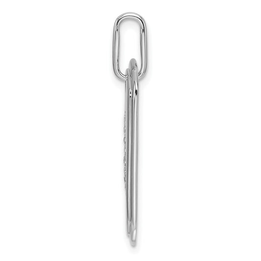14K White Gold Diamond Initial A Dog Tag Charm