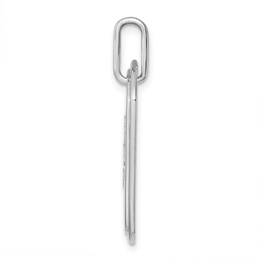 14K White Gold Diamond Initial S Dog Tag Charm