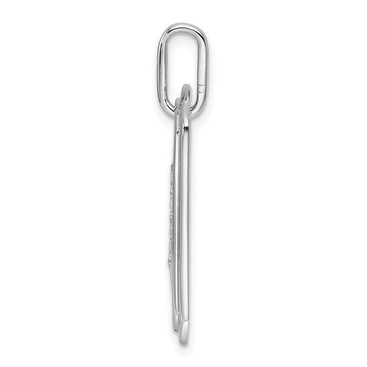 14K White Gold Diamond Initial V Dog Tag Charm