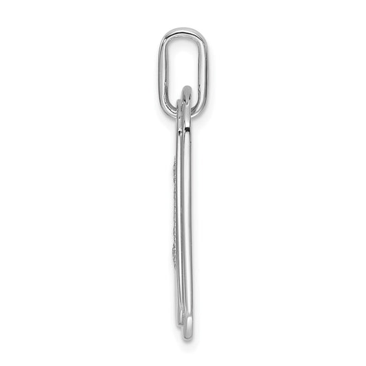 14K White Gold Diamond Initial W Dog Tag Charm