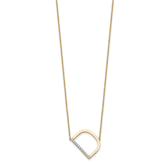 14K Sideways Diamond Initial D 18 inch Necklace