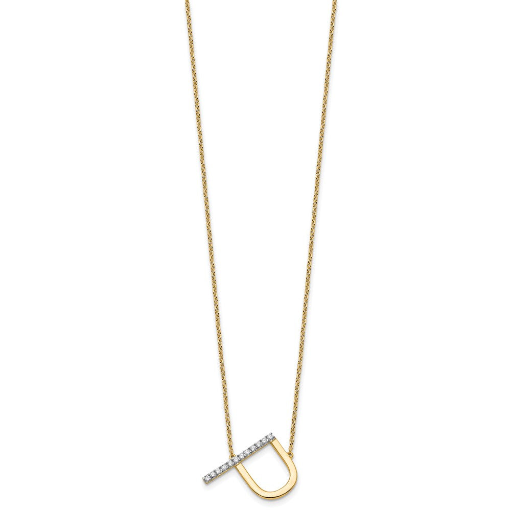 14K Sideways Diamond Initial P 18 inch Necklace