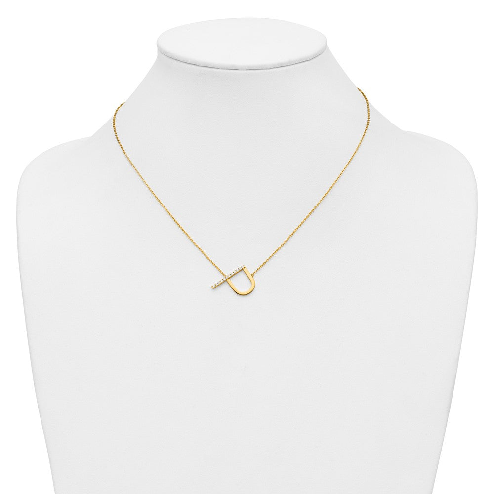 14K Sideways Diamond Initial P 18 inch Necklace
