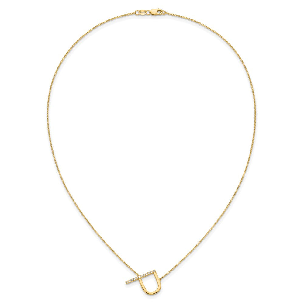 14K Sideways Diamond Initial P 18 inch Necklace