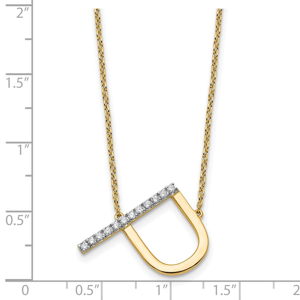 14K Sideways Diamond Initial P 18 inch Necklace