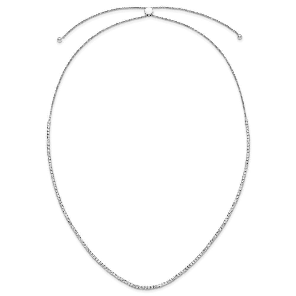 14k White Gold 5 carat Lab Grown Diamond VS/SI+ G+ Adjustable to 26 inch Tennis Bolo Necklace