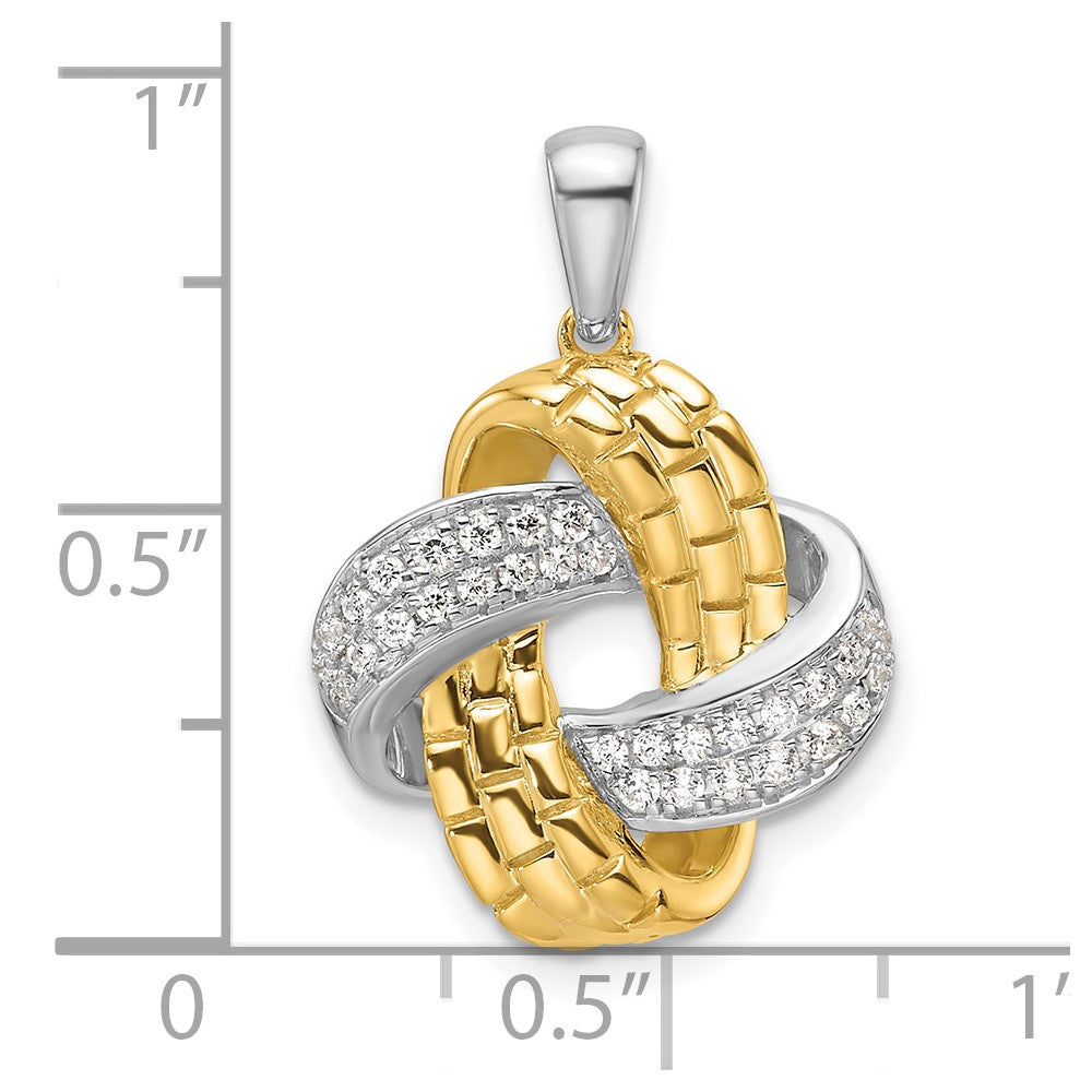 14k Two Tone 1/5 carat Lab Grown Diamond VS/SI+ G+ Love Knot Pendant