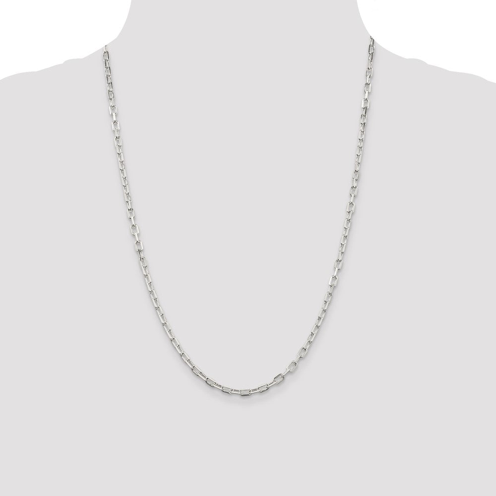 Sterling Silver 3.75mm Diamond-cut Long Link Cable Chain