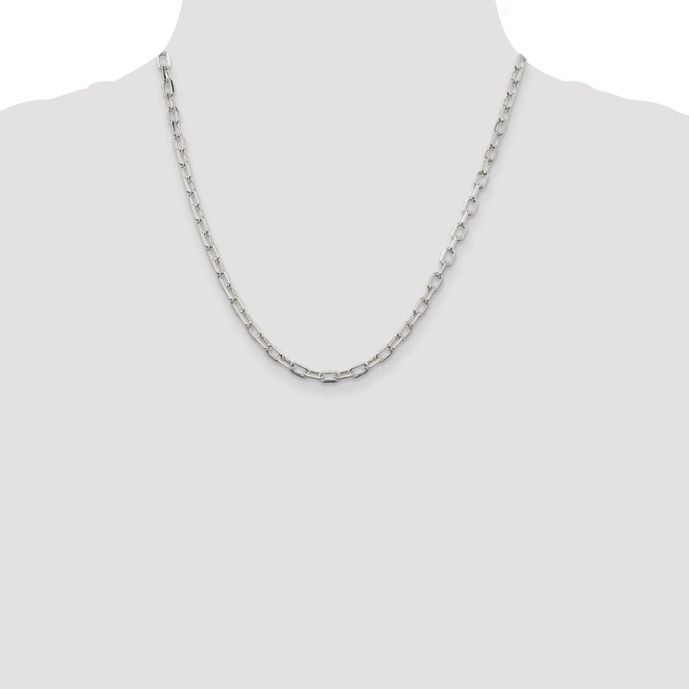 Sterling Silver 4.5mm Diamond-cut Long Link Cable Chain