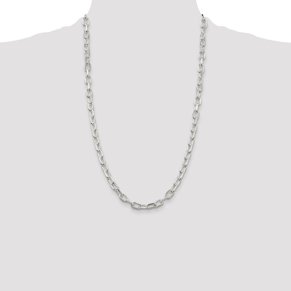 Sterling Silver 6.65mm Diamond-cut Long Link Cable Chain
