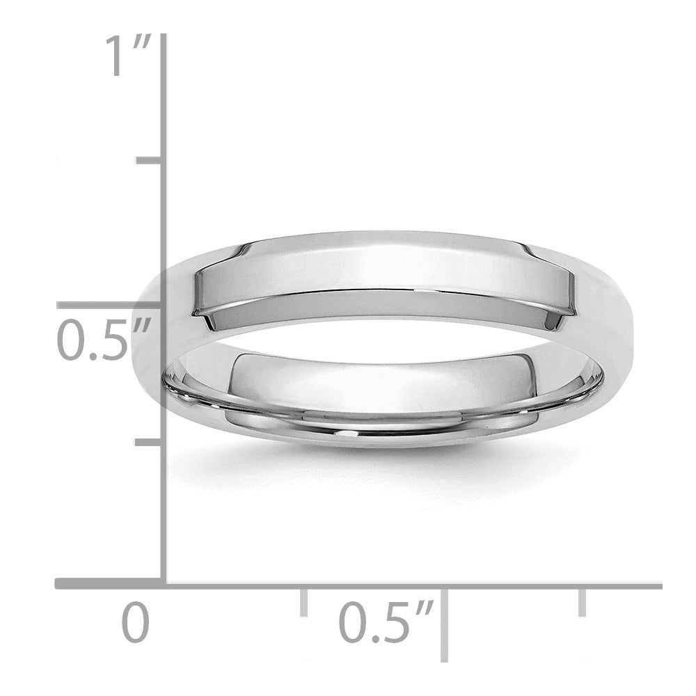 Sterling Silver Rhodium-plated 4mm Bevel Edge Size 7 Band