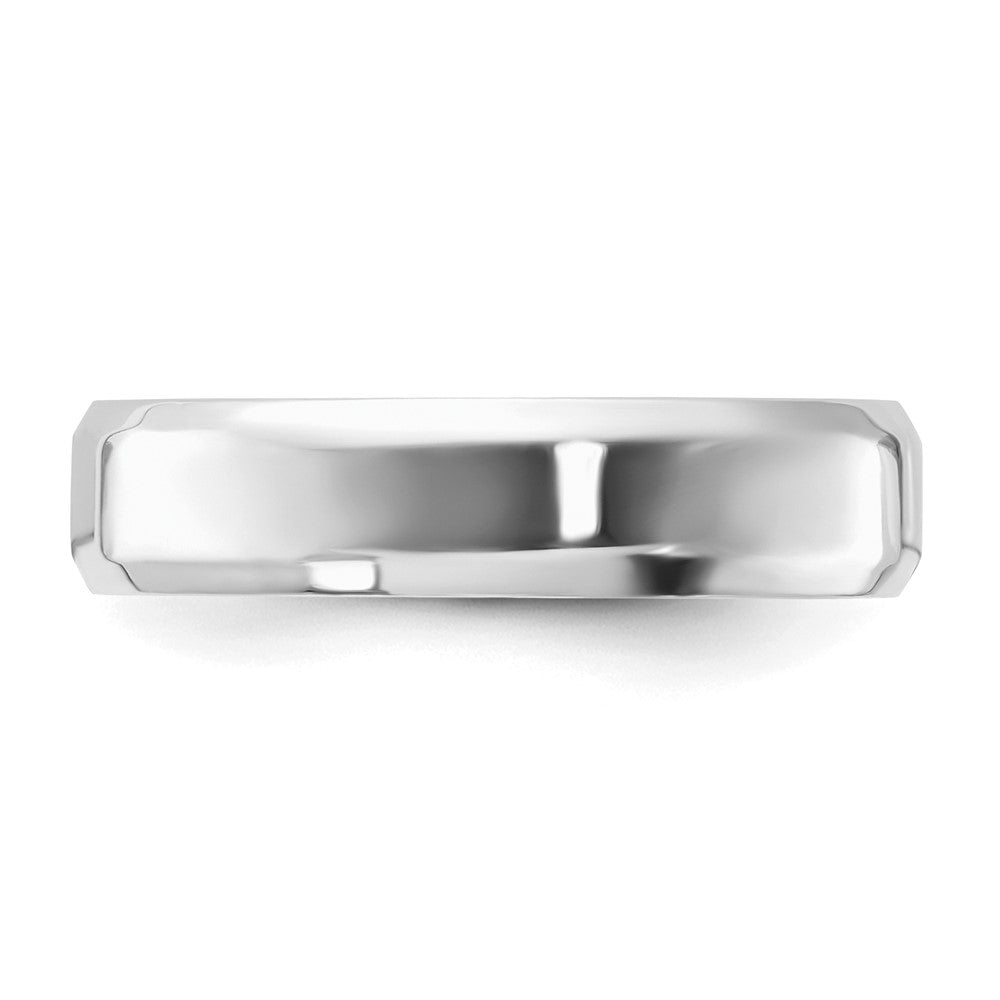 Sterling Silver Rhodium-plated 5mm Bevel Edge Size 12 Band