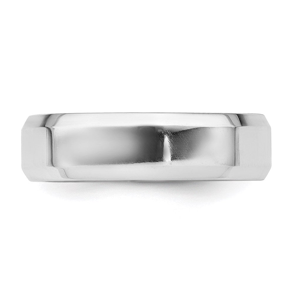 Sterling Silver Rhodium-plated 6mm Bevel Edge Size 7 Band