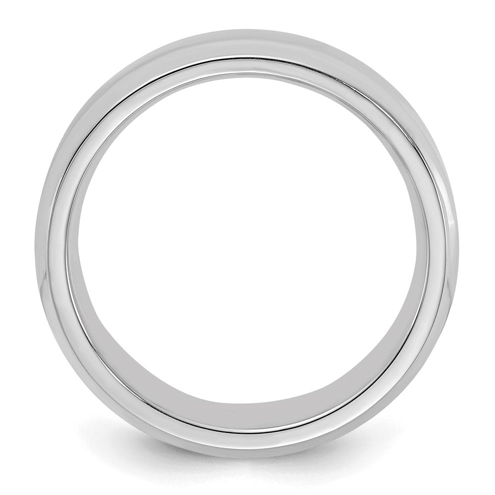 Sterling Silver Rhodium-plated 6mm Bevel Edge Size 11 Band