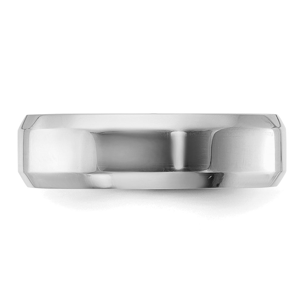 Sterling Silver Rhodium-plated 6mm Bevel Edge Size 11 Band