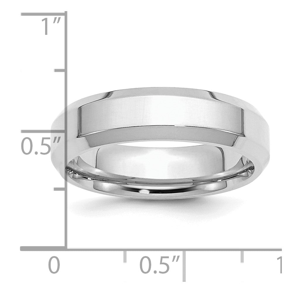 Sterling Silver Rhodium-plated 6mm Bevel Edge Size 7 Band