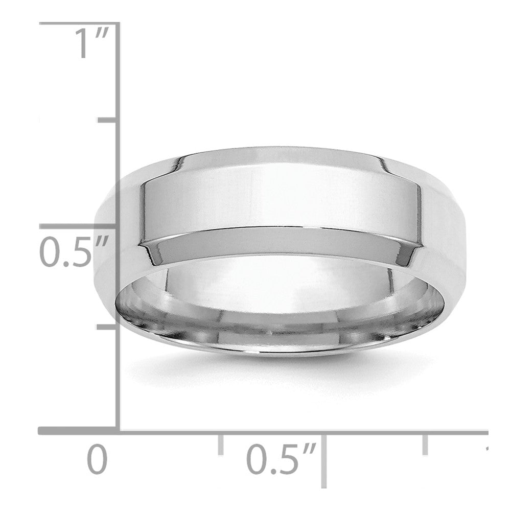 Sterling Silver Rhodium-plated 7mm Bevel Edge Size 8 Band