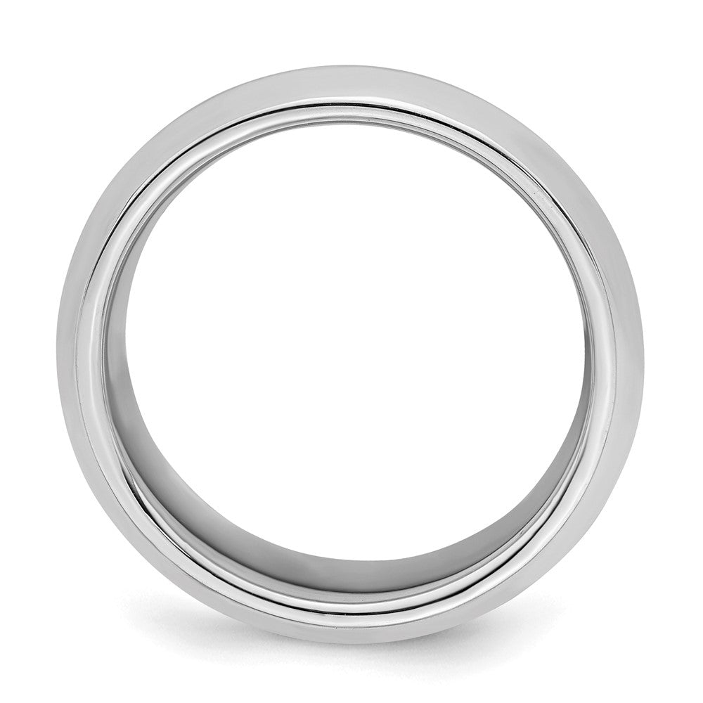 Sterling Silver Rhodium-plated 8mm Bevel Edge Size 9 Band
