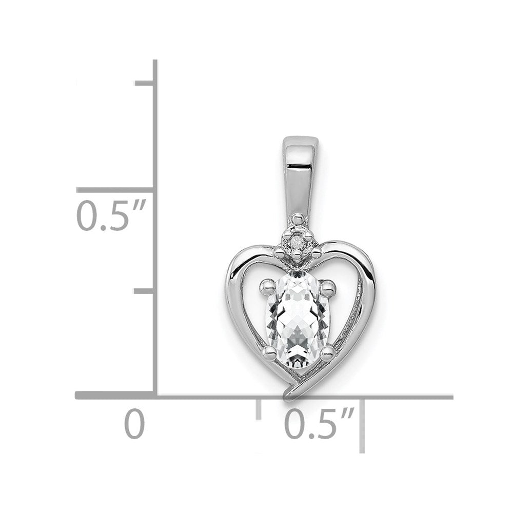 Sterling Silver Rhodium-plated White Topaz & Diam. Pendant