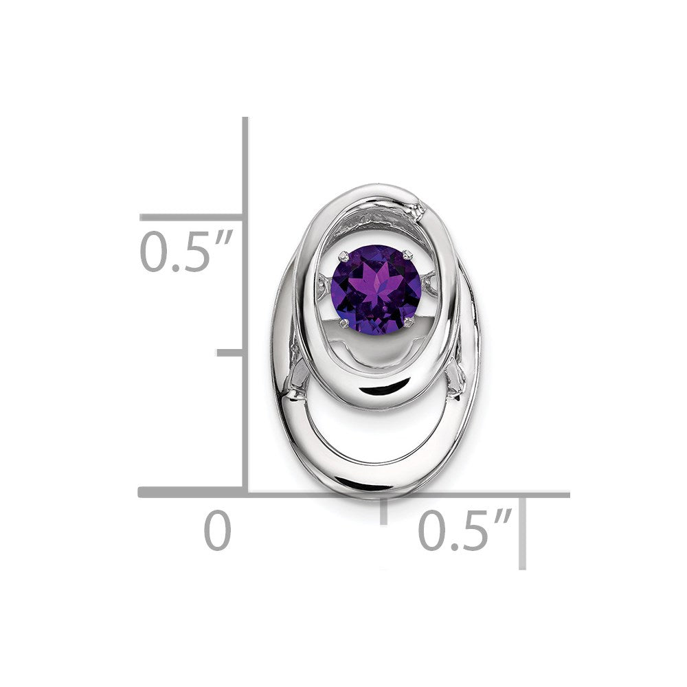 Sterling Silver Rhodium Amethyst Birthstone Vibrant Chain Slide