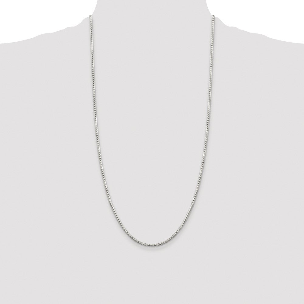 Sterling Silver Rhodium-plated 2mm 8 Sided Box Chain