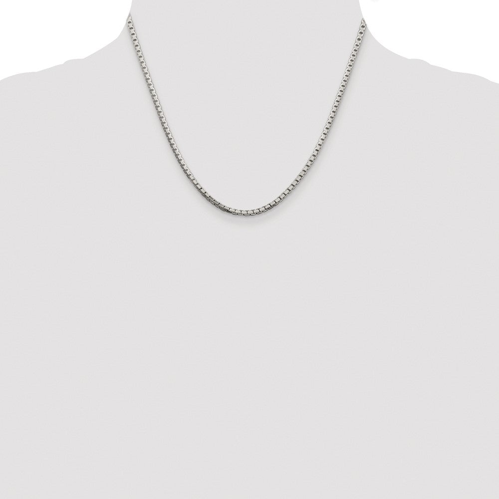 Sterling Silver Rhodium-plated 2.5mm 8 Sided Box Chain