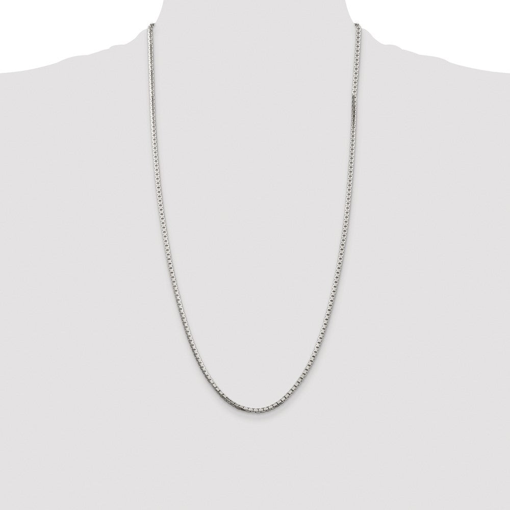 Sterling Silver Rhodium-plated 2.5mm 8 Sided Diamond-cut Box Chain