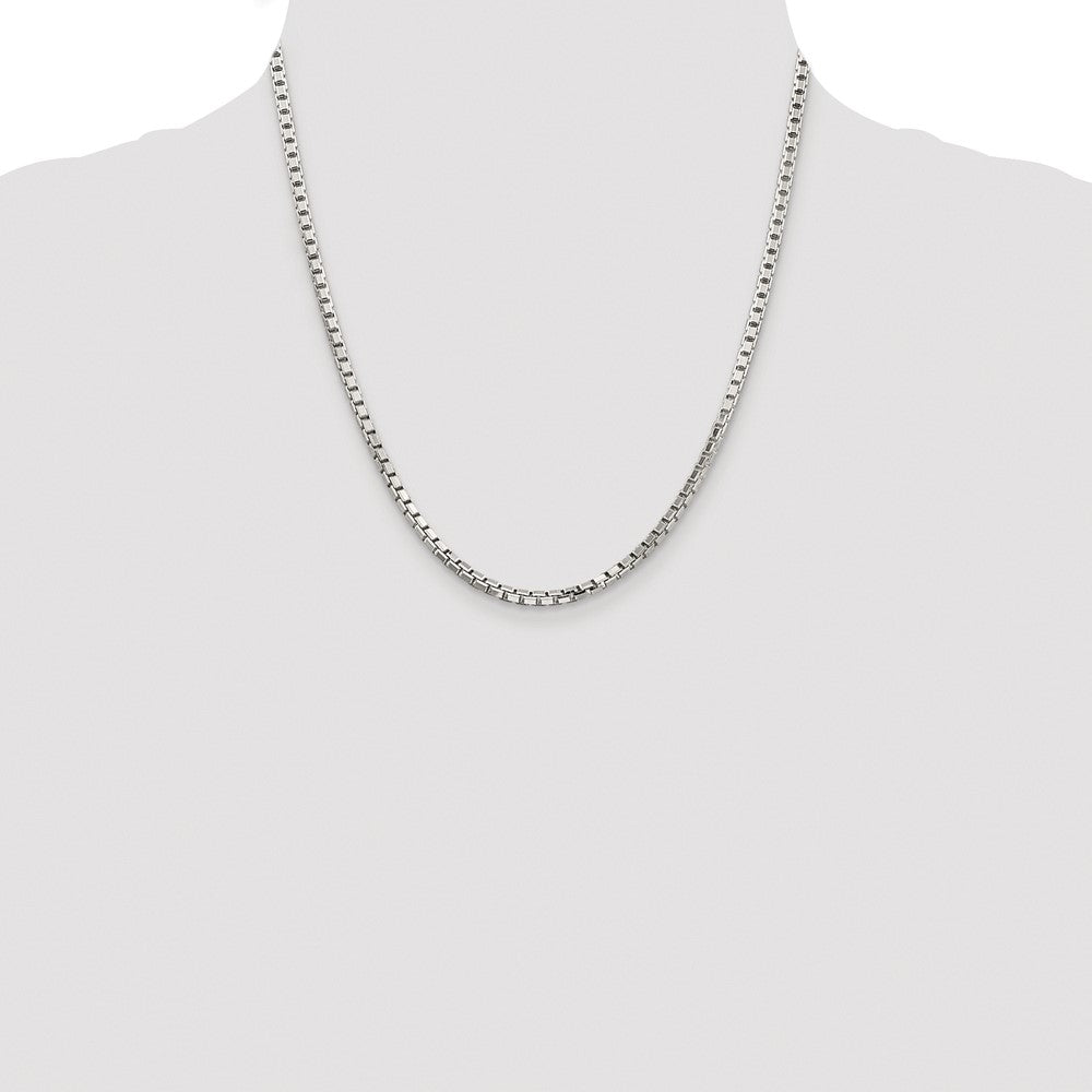 Sterling Silver Rhodium-plated 2.9mm 8 Sided Box Chain
