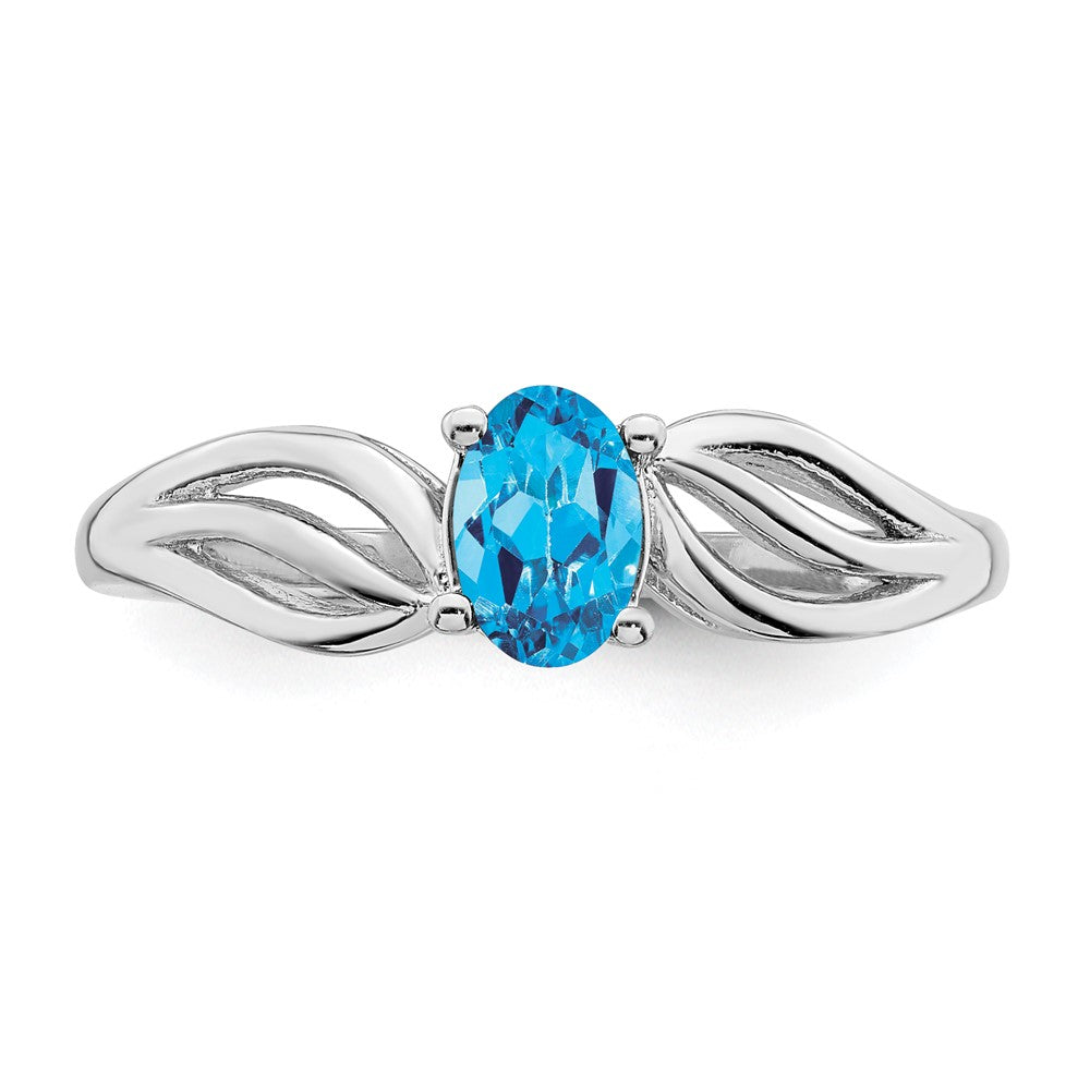 Sterling Silver Rhodium-plated Light Swiss Blue Topaz Ring