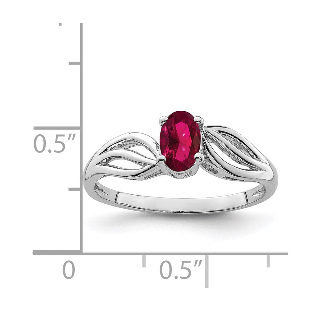 Sterling Silver Rhodium-plated Created Ruby Ring
