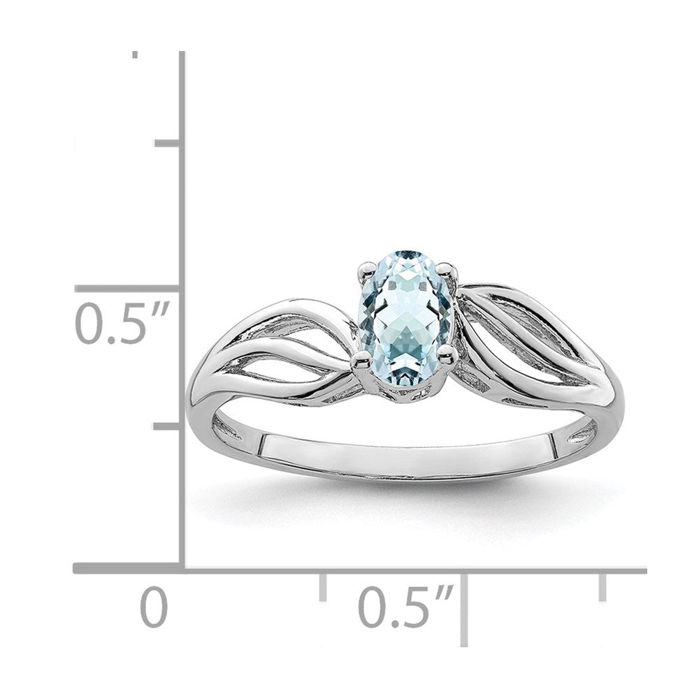 Sterling Silver Rhodium-plated Aquamarine Ring