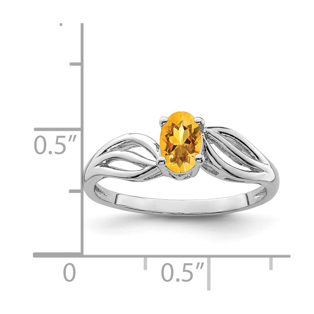 Sterling Silver Rhodium-plated Citrine Ring