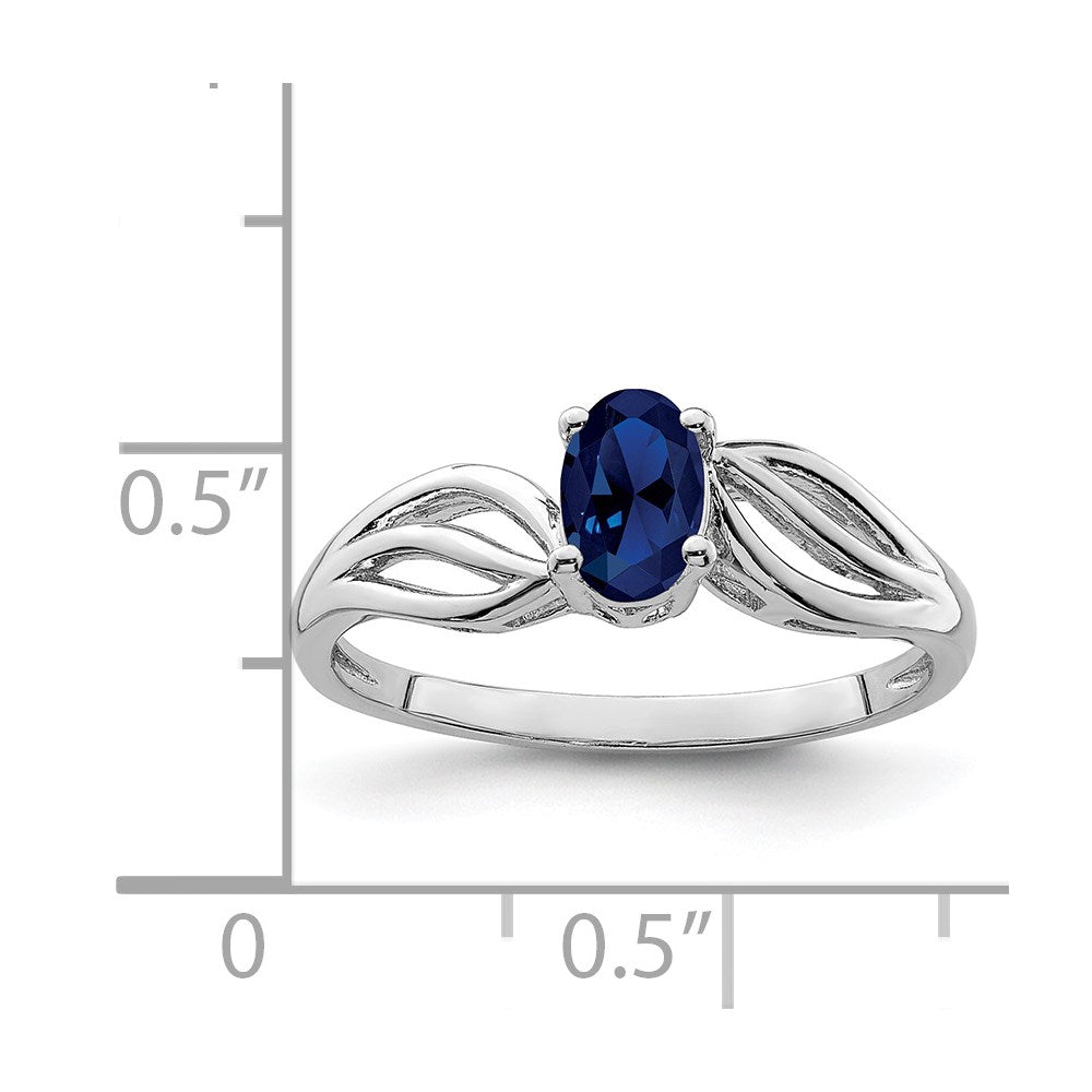 Sterling Silver Rhodium-plated Created Sapphire Ring