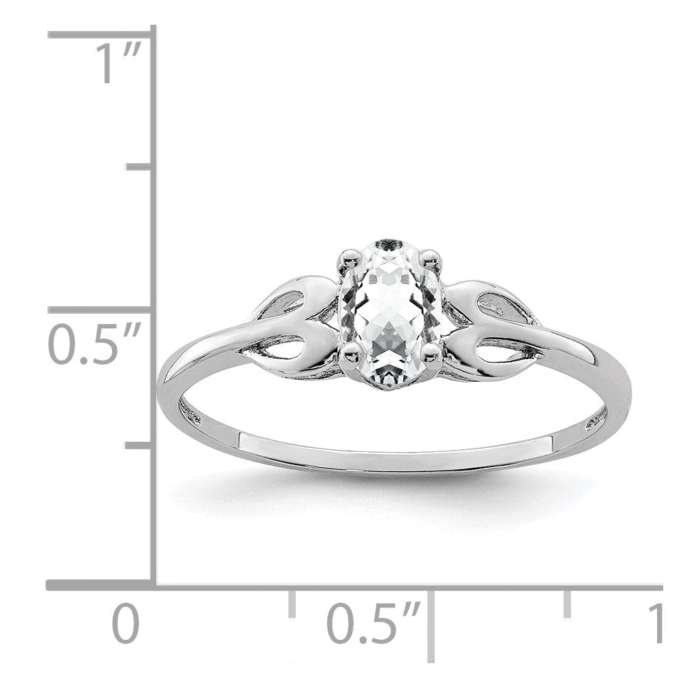 Sterling Silver Rhodium-plated White Topaz Ring