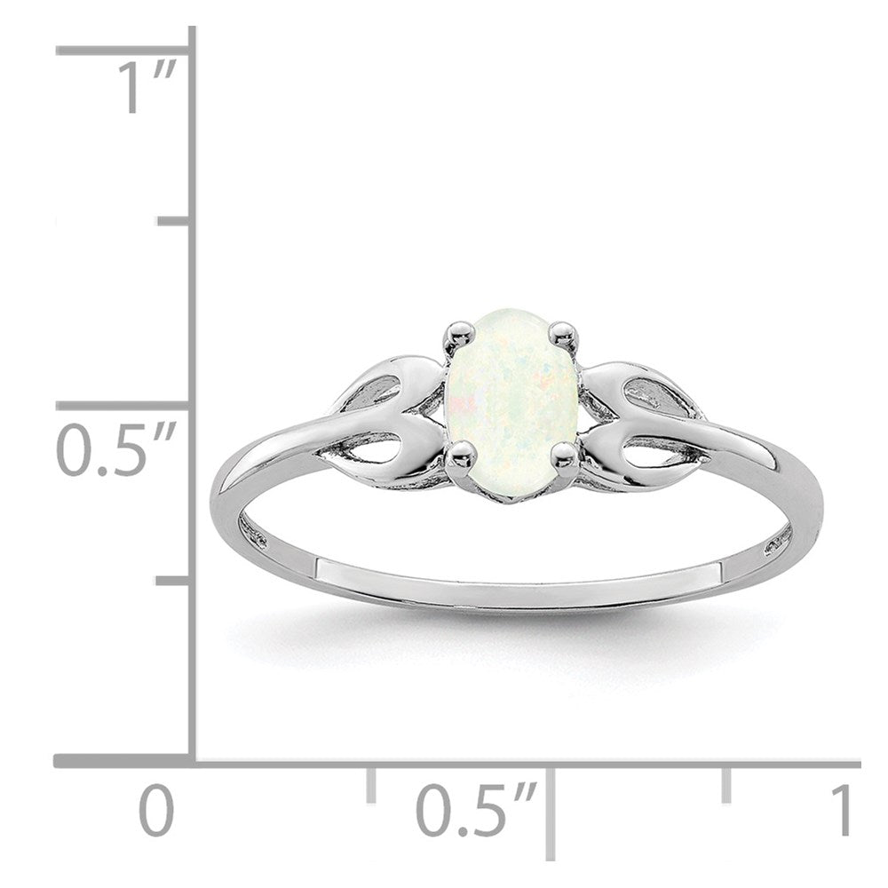 Sterling Silver Rhodium-plated Created Opal Ring
