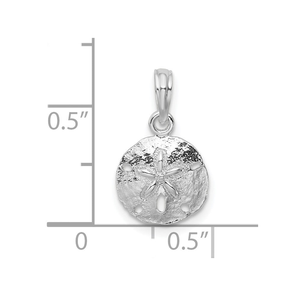 De-Ani Sterling Silver Rhodium-Plated Polished and Textured Small Sand Dollar Pendant