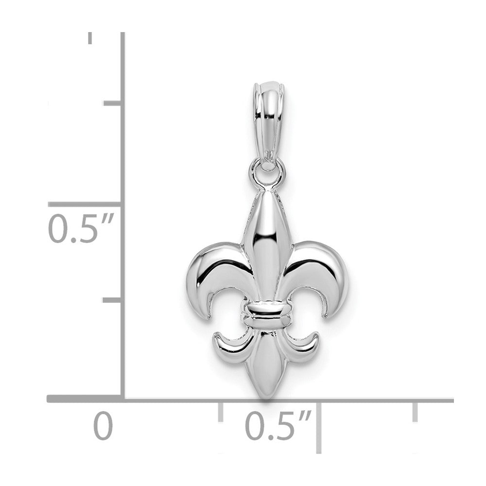 De-Ani Sterling Silver Rhodium-Plated Polished Fleur de lis Pendant