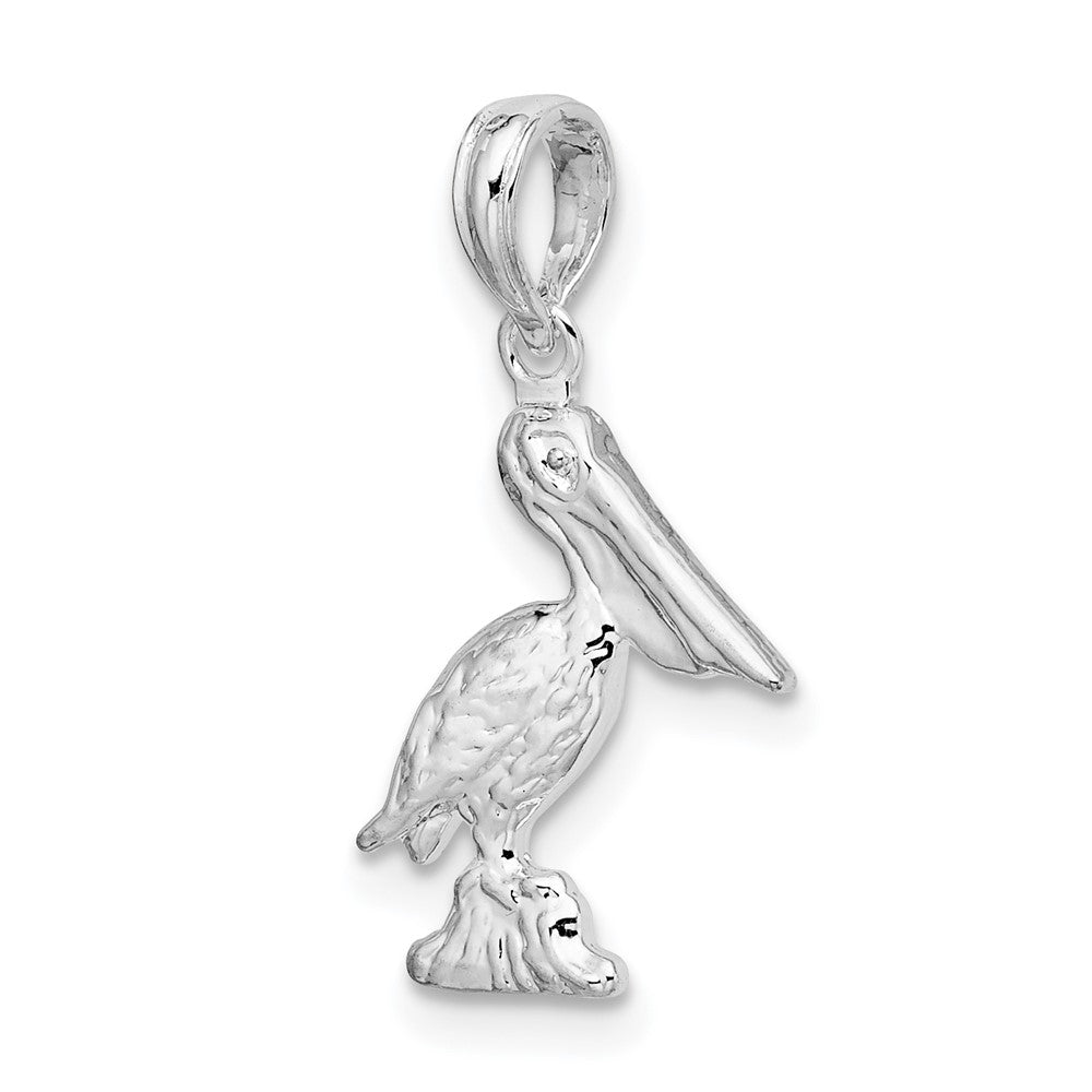 De-Ani Sterling Silver Rhodium-plated Polished 3D Pelican Pendant