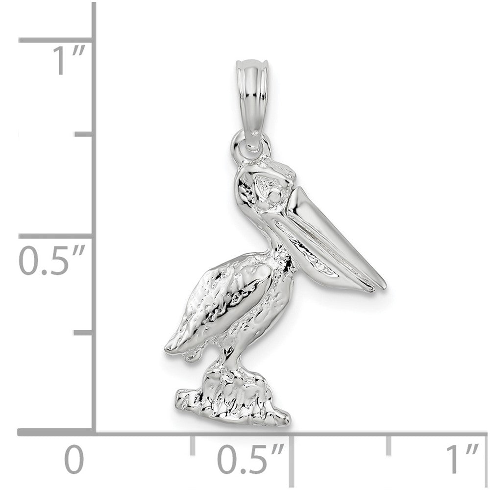 De-Ani Sterling Silver Small 3D Standing Moveable Mouth Pelican Pendant