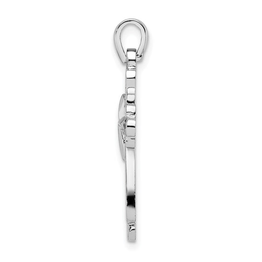 De-Ani Sterling Silver Rhodium-plated Fancy Cut-Out Cross Pendant